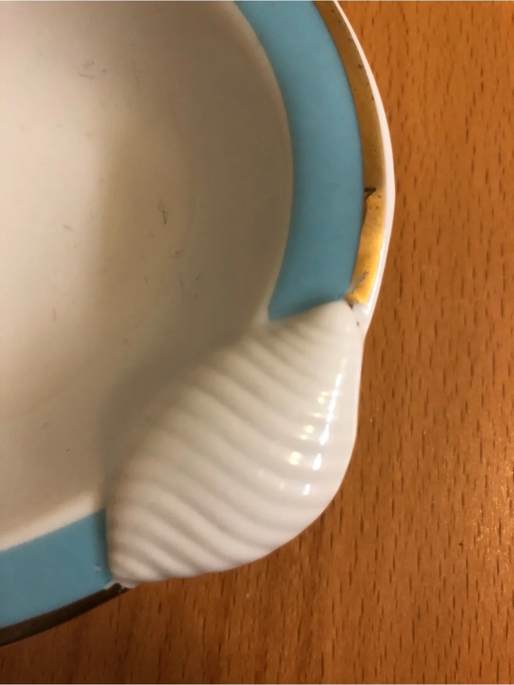 Vintage Seafoam Blue Trim Ceramic Soap dish with Shell Accents
